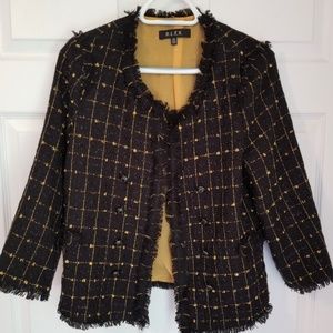 B.L.E.U. Blazer NWOT Medium Fringe Faux Button